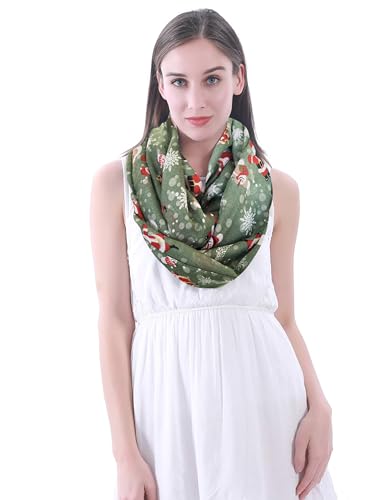 Lina & Lily Holiday Christmas Pattern Print Women's Infinity Scarf Lightweight2