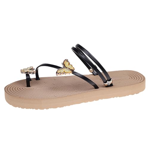 Dasongff Sandalias de playa para mujer verano cómodo transpirable antideslizante sandalias ortopédicas punta abierta planas boheme Beach Sandals casual chanclas zapatos de playa, Negro , 39 EU