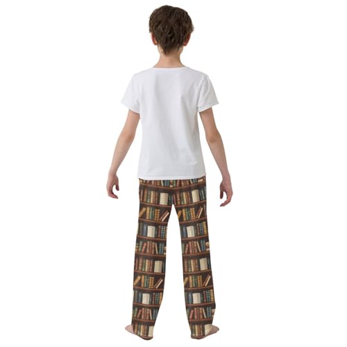Pajama Bottoms, Pajamas Long Pant Book Shelf Lounge Wear Casual Sleep Pants Soft Pjs Sleepwear3