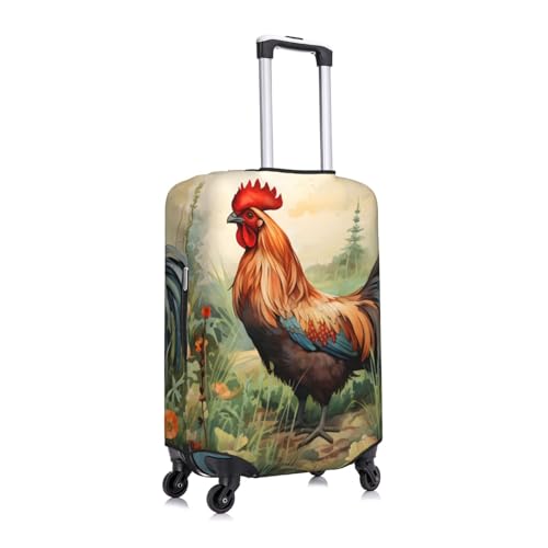 Spring Forest Rooster Travel Luggage Cover for Suitcase Anti-Scratch Fashion Suitcase Protector Washable Elastic Baggage Covers Fits 25-28 Inch Luggage for Travel Beach Holiday2
