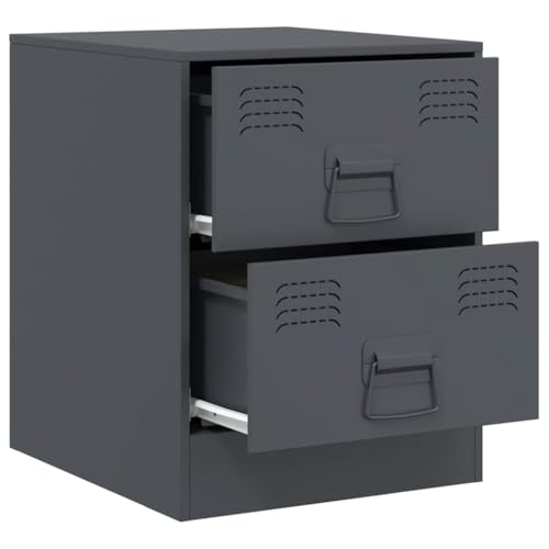 Table de chevet anthracite lot de 2 meuble bas d'appoint industriel table de nuit - 8
