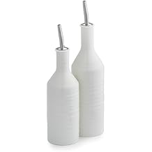 Portmeirion Sophie Conran Oil & Vinegar Drizzler Set, 10.5 Inch Pourer & 9 Inch Dispenser, Fine Porcelain White Bottles for Tabletop Serving & Kitchen Use, Dishwasher Safe