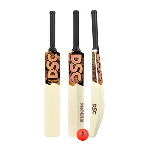 Image of DSC Phoenix Plastic Cricket Bat with PVC Ball - Ideal for Tennis and Gully /Turf Cricket Bat for Kids, Color - White, Size - Full (15 Years and Above)