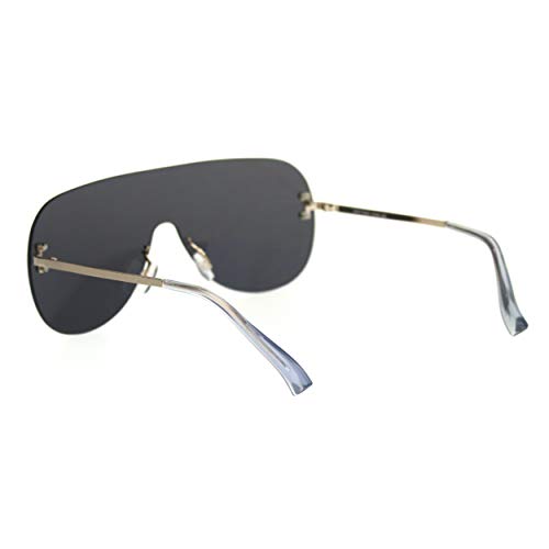 Minimal Shield Rimless Futuristic Large Racer Pilots Sunglasses4