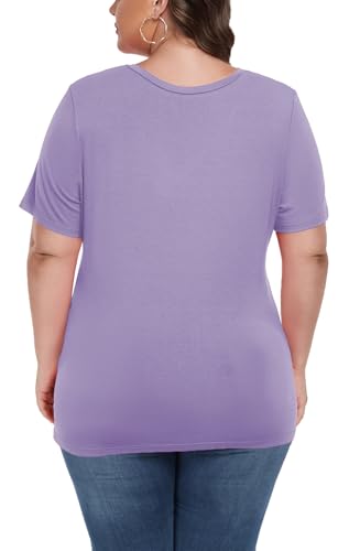 Image of ForHailey Women's Plus Size Short Sleeve Tee Shirt V Neck Basic Ladies Loose Fit T Shirt 1X-5X