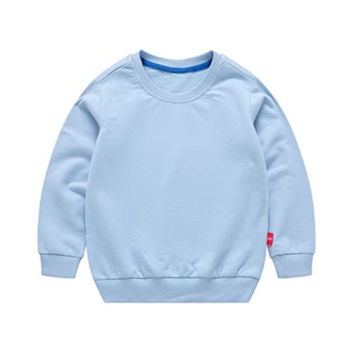 LNICEAR Kids Boys Girls Solid Cotton Pullover Crewneck Sweatshirt Toddler Casual Long Sleeve T-Shirt Tops Light blue 2T