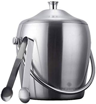 TEMKIN Cubitera con Tapa, Doble Pared de Acero Inoxidable aislada Bien Hecha para Mantener el Hielo más Tiempo TEMKIN Cubitera con Tapa, Doble Pared de Acero Inoxidable aislada Bien Hecha para Mantener el Hielo más Tiempo