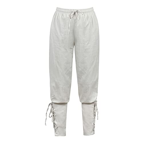 Disfraz de Pantalones Medievales para Hombres Pantalones Piratas Pantalones Pantalones Renacimientos Piradas Piratas Negro Plus Talla Halloween White XXL
