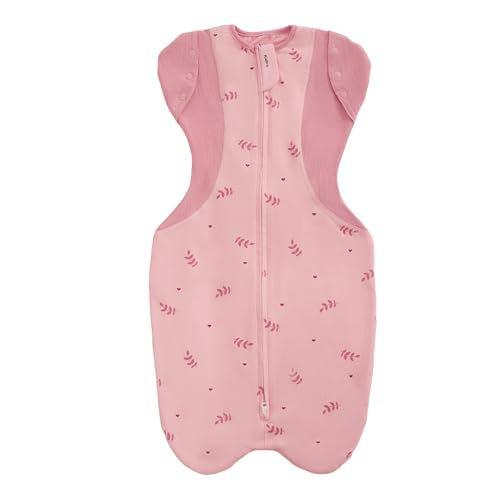Image of Transition Swaddle Sleep Sack, 3-6 Months, 12-18 lb, Arms In /Out, 2-Way Zipper, Moisture-Wicking Fabric, Improves Sleep, Snug Fit, Helps Calm Startle Reflex (Pink Print)