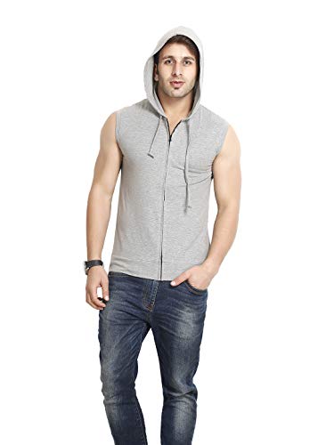 Image of GRITSTONES Men's Hooded Cotton Zipper Jacket T-Shirt