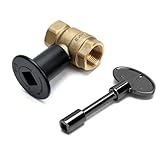 Skyflame 3/4 Inch Straight Gas Key Valve Kit for Fire Pit Fireplace with Flange and 3 Inches Key, Flat Black