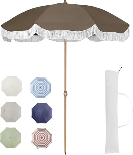 Parasol de plage à franges 2,1m avec sac de transport pour vos sorties soleil