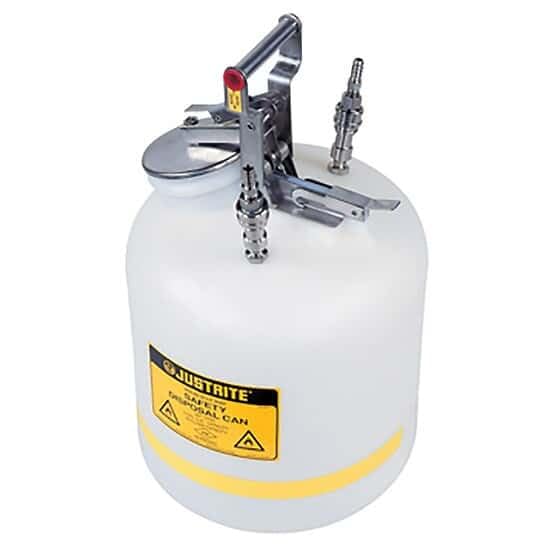 Justrite Quick-Disconnect Disposal Can, Stainless Steel Fittings; 2 Gal