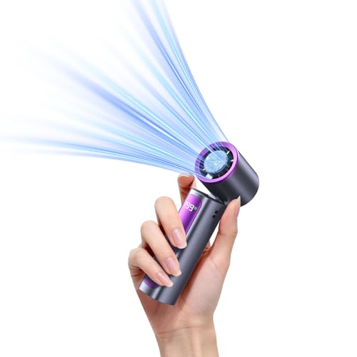 Image of DRORION Portable Mini Fan with Ice Cooling Function, 199 Speed Adjustable Handheld Fan, Rechargeable Personal Fan with Digital Display, Quiet Desk Fan for Travel, Office, Outdoor, Summer,Grey