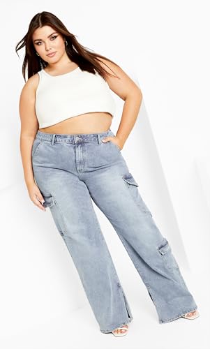 City Chic Plus Size Jeans, Cargo Luna Wide Leg Jean3