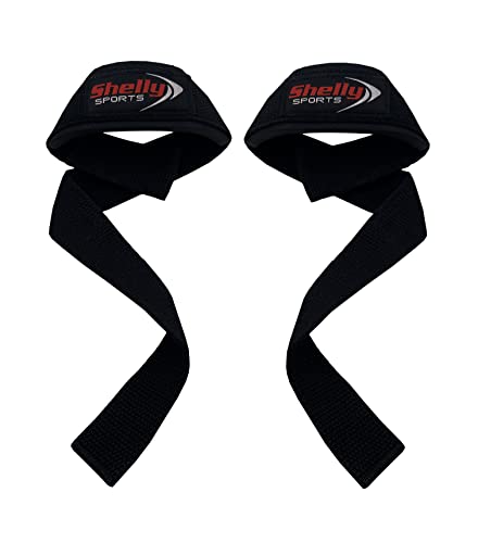 Shelly Sangles de levage avec support de poignet en néoprène rembourré avancé avec gel Flex Grips Sangle de levage pour renforcement de l'entraînement et de fitness Noir Cover