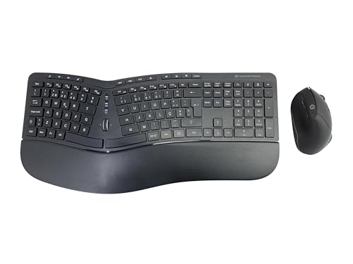 Conceptronic ORAZIO02PT Ergo - Juego de Teclado ergonómico y ratón Vertical inalámbrico, diseño portugués, Color Negro