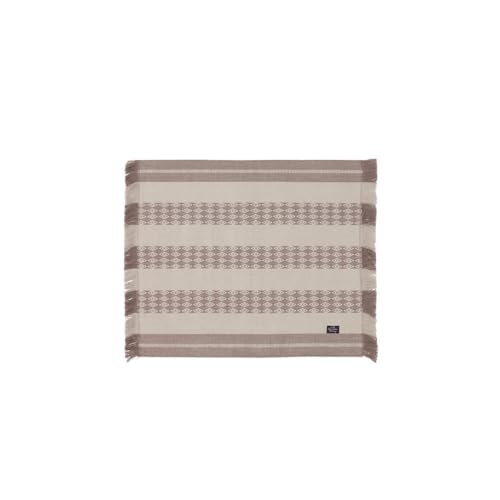 LEXINGTON Algodón orgánico de jacquard a rayas, color beige/blanco, 40 x 50 cm