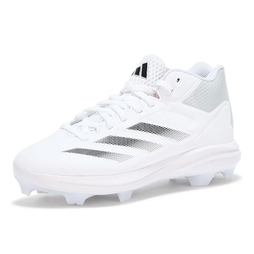 adidas Boy's Adizero Impact Baseball Sneaker, White/Black/Team Light Grey, 3 Little Kid