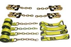 BA Products 38-8200C 8 pt Rollback Tie Down Flatbed Tow Truck Gradual Release Ratchets Straps w/Chain 14' Straps KIT USA Recovery Tow Truck Wrecker Flatbed Century Miller Jerr-Dan