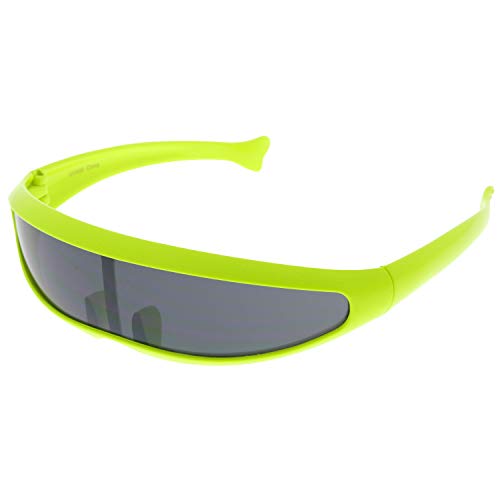 grinderPUNCH Neon Futuristic Narrow Sunglasses | Cyclops Costume Glasses Black Lens - Adult
