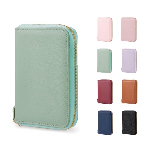 CoBak Passport Holder Cover with Safe Zipper Closure, Premium Passport Wallet for Travel, Cute RFID Blocking Card Case, Waterproof Travel Accessories for Women, Agave Green