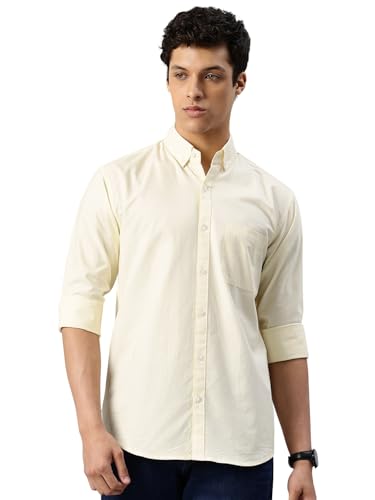 Image of Majestic Man Men's Solid Pure Cotton Casual Shirt - Slim Fit | Full Sleeves | Soft & Breathable Fabric