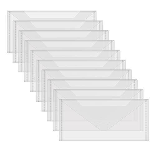 Image of 10 PCS 4.5''x9.5'' Clear Storage Envelopes Pockets Resealable Plastic Bags for Cutting Dies Stencil Album Stamp Crafts DIY Scrapbooking Paper Craft Cards Storage Clear Envelope