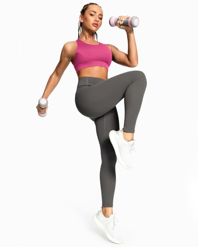 Image of QUEENIEKE BareFlow Women's Sports Bras with Phone Pocket Medium Impact Padded Racerback Workout Gym Crop Top Running Yoga Bra