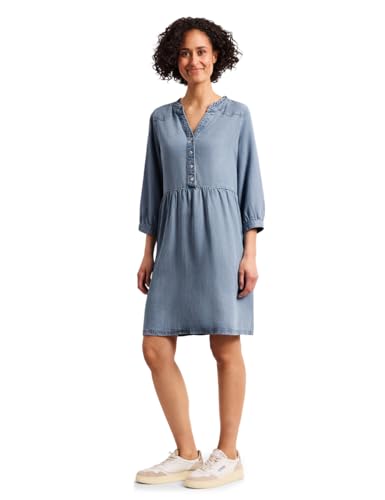 Street One Knielanges Kleid mit Rüschen im Denim-Look