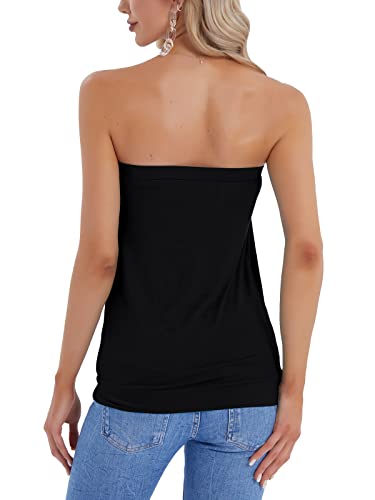 DJT Women's Summer Beach Tie Dye Sleeveless Stretchy Pleated Tube Tops2