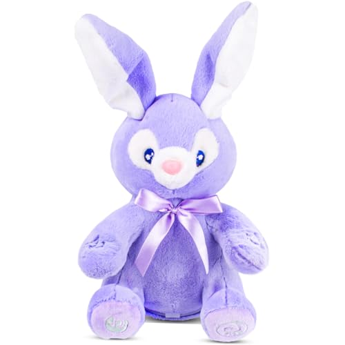 Image of Dimple Bella Peek a Boo Bunny Stuffed Animal - Interactive Easter Bunny Plush & Singing Songs - Easter Basket Stuffers for Toddlers - Baby Easter Gifts for Kids, Girls, Boys, Ages 0 & Up, Purple