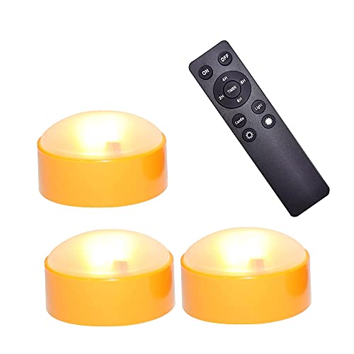 Image of 3 Halloween Battery LED Jack-O-Lantern Pumpkin Lights with Remote Orange | CANDLE CHOICE Battery Operated Flameless Candles with Remote and Timer for Halloween Pumpkin Decoration Orange Color 3 Pack