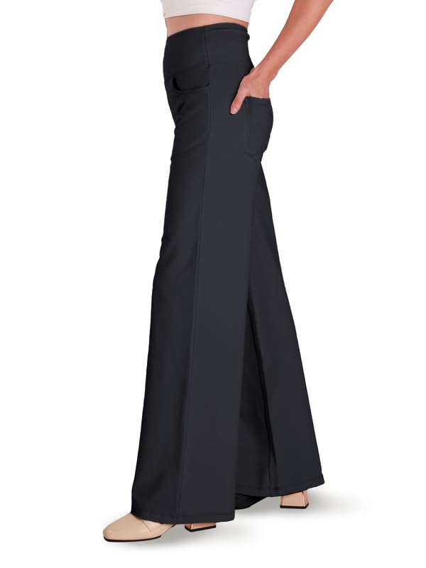 Houmous Wide Leg Pants Women Cotton Yoga Pants 28"/31"/34" High Waist Loose Lounge Stretch Trousers with Pockets2