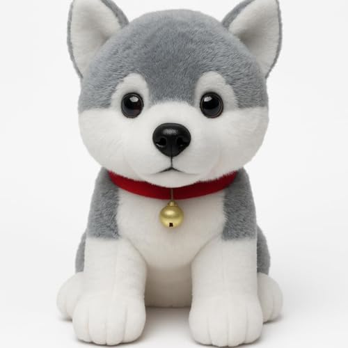 Image of Husky Dog Soft Toy 30 cm Cute Plush Husky Puppy Stuffed Animal | Realistic Siberian Husky Plush Toy for Kids & Gift | Soft Cuddle Toy for Home Decor