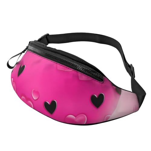 Pink Love Heart Fanny Pack for Men Women Fashion Running Waist Packs Waterproof Crossbody Bags Everywhere Belt Bag with Adjustable Strap Sports Hip Pack for Travel Wallet
