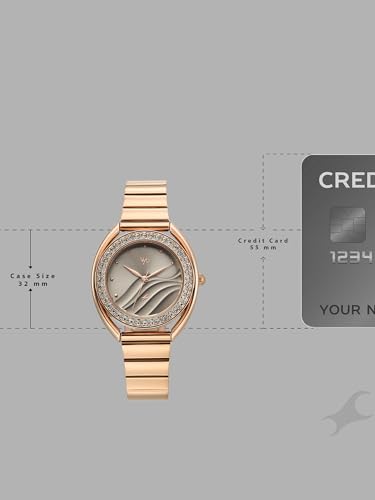 Image of Fastrack Vyb Eclipse with Quartz Analog Light Grey Dial Rose Gold Stainless Steel Strap Watch for Girls - FV60123WM01W