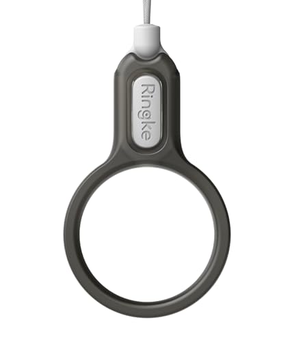 Image of Ringke Buckle Finger Ring Strap, Universal Removable Cell Phone PC Charm Grip Holder for Smartphone, Camera, Key Chain, USB, Small Accessories - Smoke Black