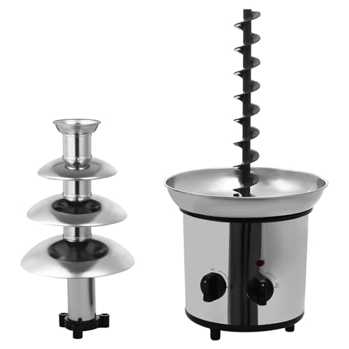 Chocolate Fountain Machine 4 Tier Stainless Steel Luxury Cheese Cascading Fondue, for Cafes, Hotels, Milk Tea Stores, Juice Stores, Family Gatherings, Etc