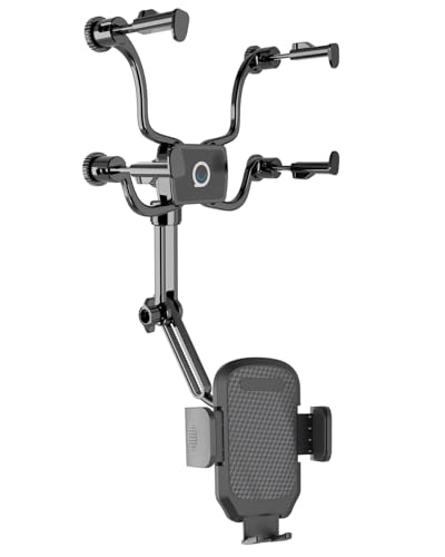 Quyee Rear View Mirror Phone Holder for Your car, Aluminum Alloy Cell Phone Mount Fit for iPhone Android Samsung and All Smartphones