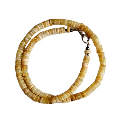 Collier opale jaune naturelle 5mm perles de cristal lithothérapie 43cm