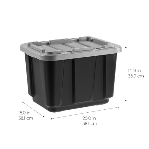 Image of IRIS USA 4-Pack 12 Gallon Storage Bins with Lids |Made in USA| Heavy Duty Plastic Tote Containers for Truckbed Tool Box Organization, Large - Gray