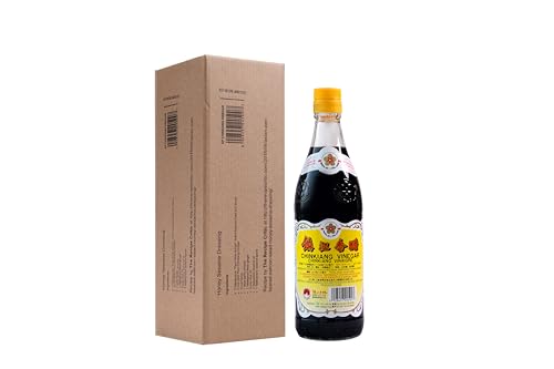 Gold Plum Chinkiang Vinegar, 18.6 Fl Oz The Original Zhenjiang Black Vinegar, Chinese Black Rice Vinegar, Authentic Zhenjiang Xiang Cu For Potsticker, Dumpling, Eggroll, Salad, And Soup, Foam Box，1-Pack