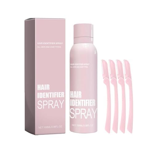 Hair Identifier Spray for Face Shaving, Face Shaving Powder Spray for Women,Moisturizing and Skin Care Dermaplaner Spray, Skin Dermaplaning Spray for Face (1PCS spray + 4PCS razor)