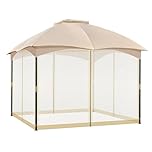 COWVIE Gazebo Replacement Netting Screen, 3 m x 3 m Universal Gazebo 4-Panel Mosquito Sidewalls with Double Zippers for Outdoor Patio (Only Netting)