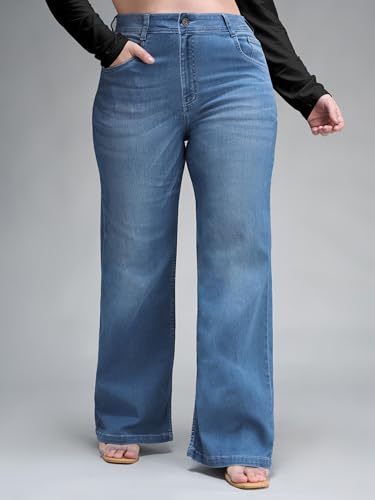 Image of Miss Chase A+ Women's Wide-Leg High Rise Regular-Length Stretchable Denim Jeans