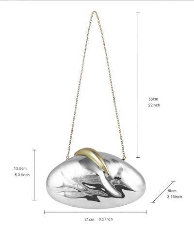 Image of Acrylic Silver Evening Clutch Purse for Women, Wedding Guest Clutch Metal Chain Shoulder Crossbody Bag