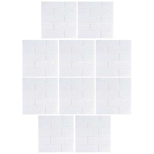 NAMOARLY Pegatinas de Pared 3D de Ladrillo Efecto Blanco Paneles Autoadhesivos de Espuma Xpe 10 Unidades 35X38 CM Decoración para Dormitorio Salón y Baño Aislamiento Acústico y