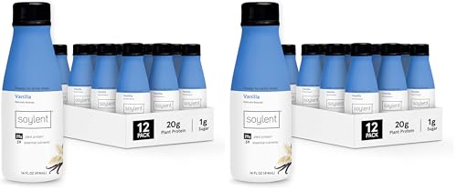 Image of Soylent Vanilla Meal Replacement Shake,Ready-to-Drink Plant Based Protein Drink,Contains 20g Complete Vegan Protein and 1g Sugar,14oz,(Pack of 24)