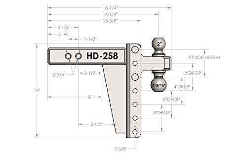 Image of Bulletproof 2.5 inch Heavy Duty 8 inch Drop /Rise Hitch